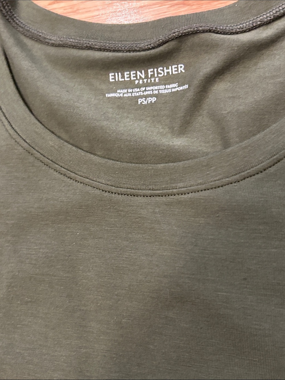 Eileen Fisher Coastal Grandma Short-Sleeve T-Shirt High Low Dress Olive Green SP - Picture 3 of 6